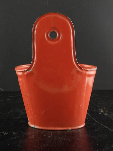 Antike Authentic Container Sand von der Wand Metall Emailliert Rot Kitchen - Bild 5 von 6