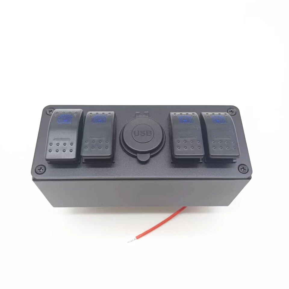 Panel de interruptor basculante LED azul de 4 velocidades para coche barco marino RV aleación de aluminio 12/24V Foto 2 de 4