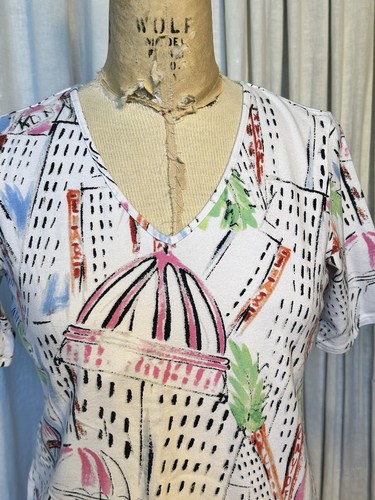 Chicos Womens Cotton Blend Jersey City Print T-Shirt Sz 0 Pre-owned - Picture 2 of 9