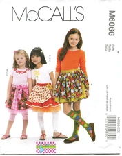 McCalls M6066 Girls Skirts Leggings Appliques Sewing Pattern Uncut 3 4 5 6