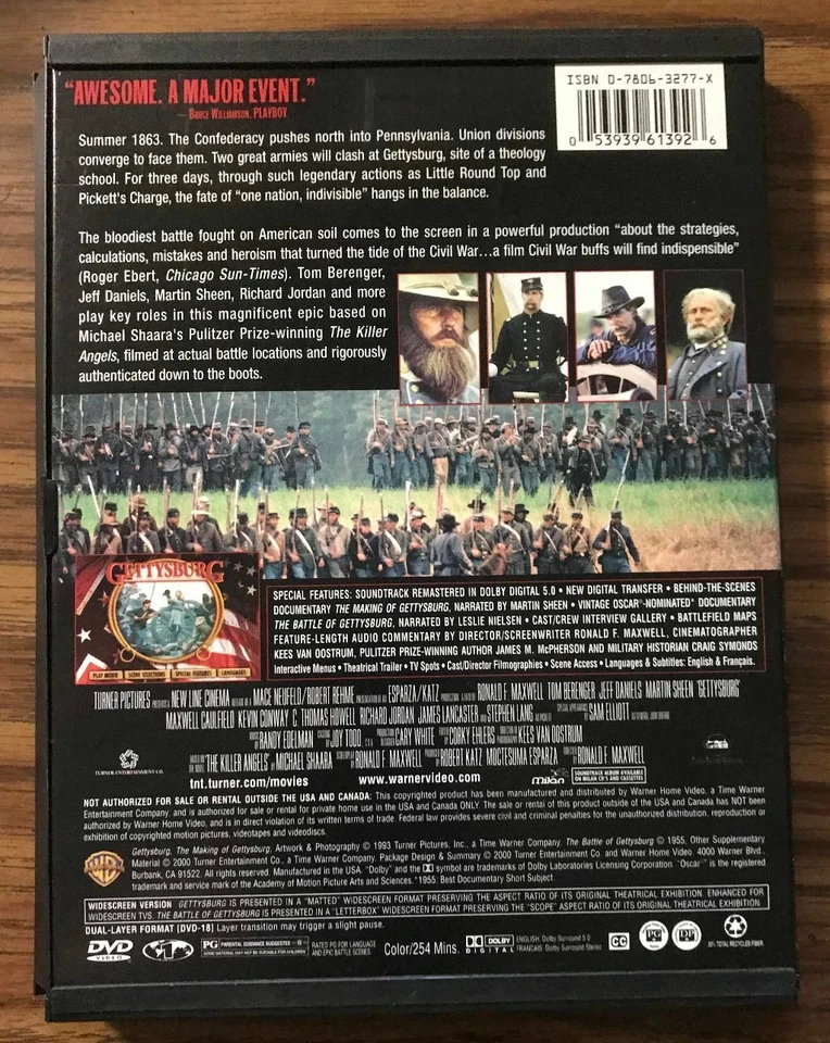GETTYSBURG DVD - USED - Image 2 of 2