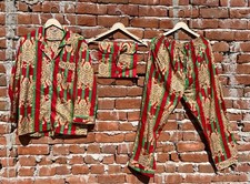 Indian Cotton Red Tiger Print PJ Set Bridesmaid Pajama Set Women Nightwear Suits