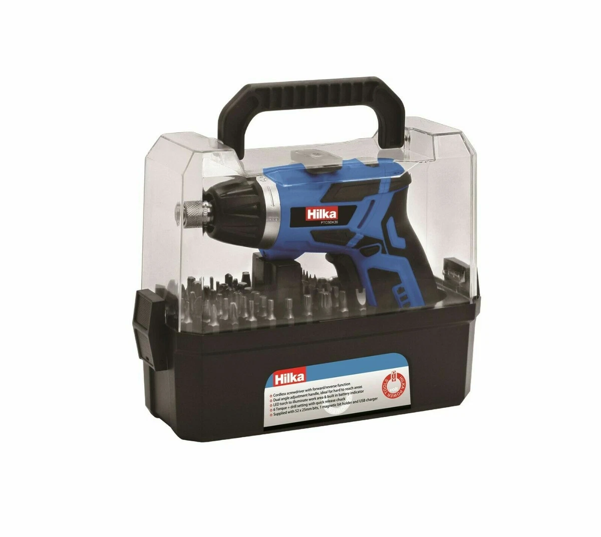 Hilka PTCSDK36 3.6V Li ion Cordless Screwdriver Kit With 52 x 25mm