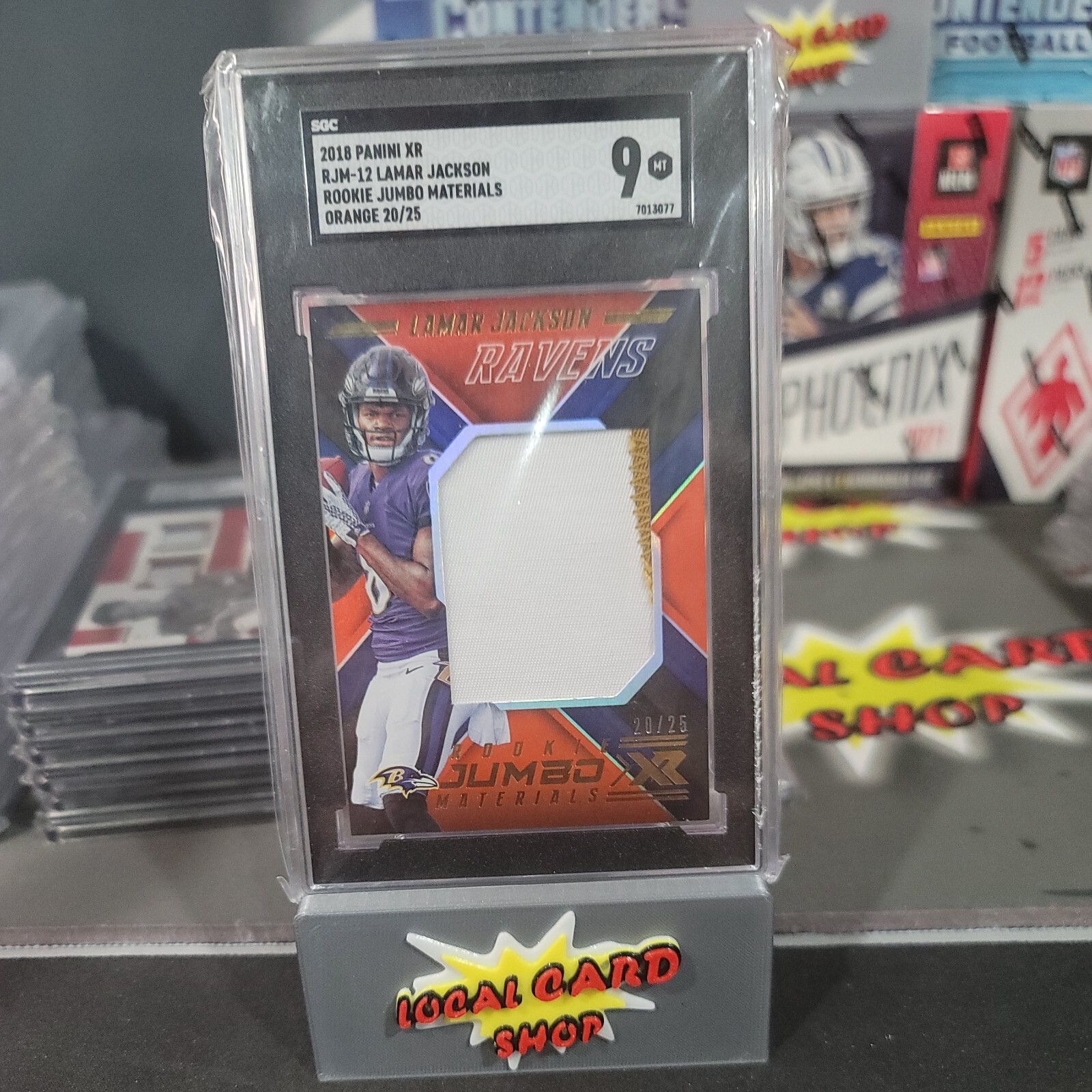 Lamar Jackson Panini XR Rookie Jumbo Materials #RJM12 Base