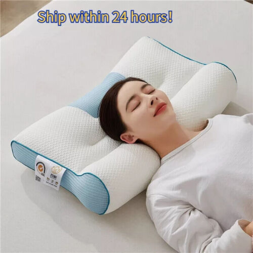 Orthopedic Bed Pillow Ergonomic Cervical Support Anti-traction Goose Down pillow - Foto 1 di 17