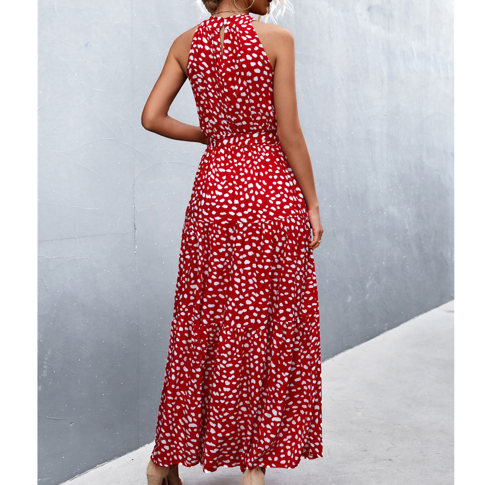 Boxwizard Women's Halter Neck Long Dress – Sleeveless, Print Pattern, Breathable Summer Dress 6 thumbnail image