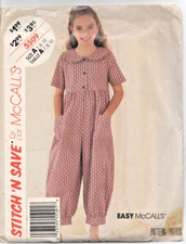 Girl's Jumpsuit Pattern Size 7,8,10 McCall's 5509 Pockets Loose Fit 1991 UNCUT