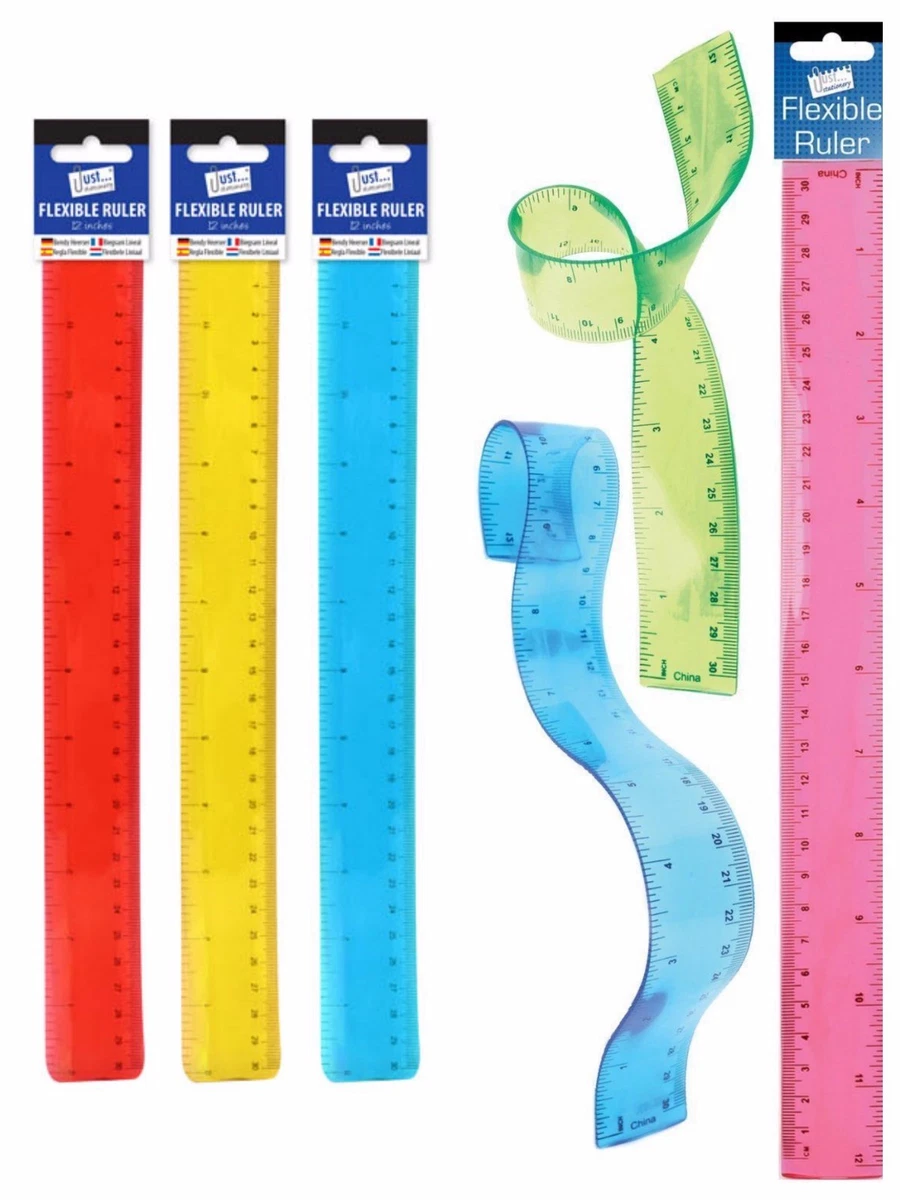 12 Transparent Flexi Bendy Flexible Ruler School Office Work Stationery