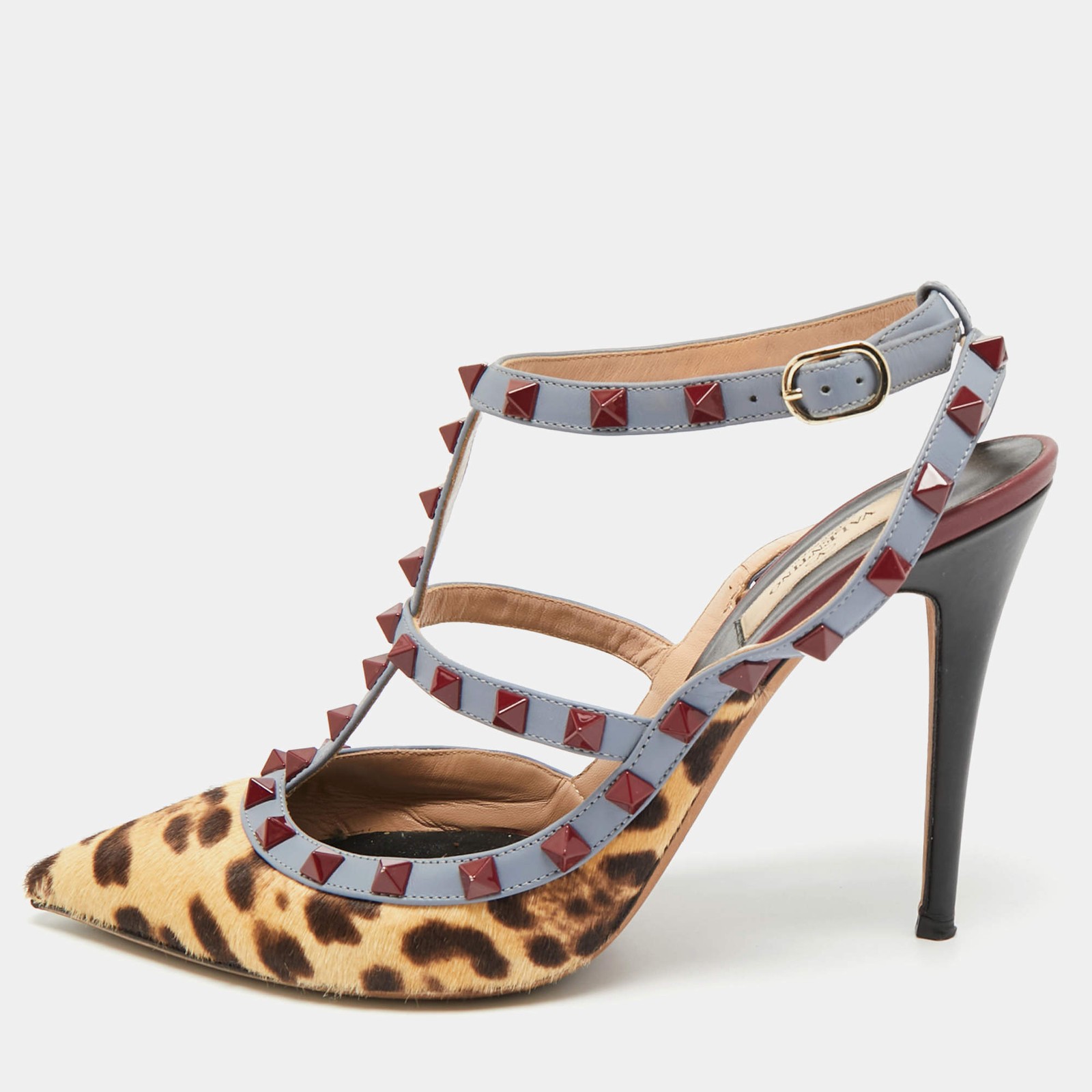 Valentino Rockstud Size 41 Multicolor Calf Hair and Leather Pumps