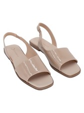 Journee Collection Womens Brinsley Beige Patent Slingback Flat Sandal Size 9M