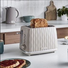 Morphy Richards Vapour 2 Slice Toaster Cream Textured Variable Width Defrost New