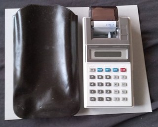 sharp elsi mate calculator El 1188 white grey and brown with cover not working