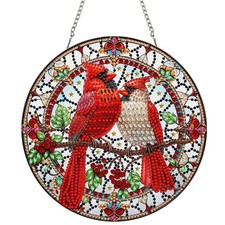 STGLCR Diamond Painting Cardinal Ornament 5D Bird Wreath DIY Diamond Art Anim...