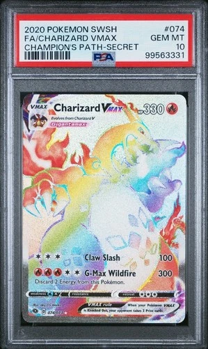 PSA 10 Charizard Vmax 074/073 Champion's Path Secret Rare Rainbow Pokémon Card