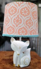 Fiona Fox Levtex Table Lamp Baby Nursery With Pink Rosette Shade Works