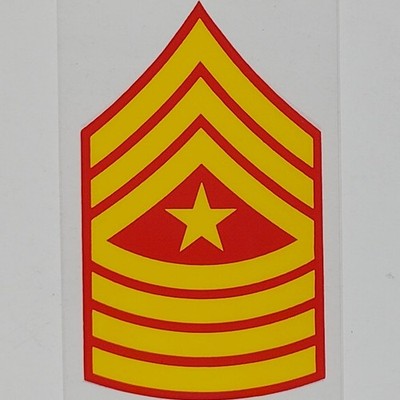 USMC Sergeant Major (E-9) Decal   2'' x 3.25'' Vinyl   Window Mount   Red & Gold