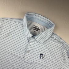 STRAIGHT DOWN PERFORMANCE Golf Shirt Men's LARGE L Blue Geometric Polo Embroided