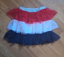 Way to Celebrate 4th USA Patriotic Tiered Americana Tutu Skirt Size M 7-8