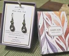 Brand New Green Amethyst Sterling Silver Earrings TJMAXX (retail $28) !!