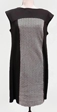 Women's Chico’s Black/White Ponte Sleeveless Stretch Sheath Zip Dress 1.5(US 10)
