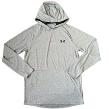 Under Armour Mens HeatGear Hoodie Grey Heathered Long Sleeve Loose Fit Small