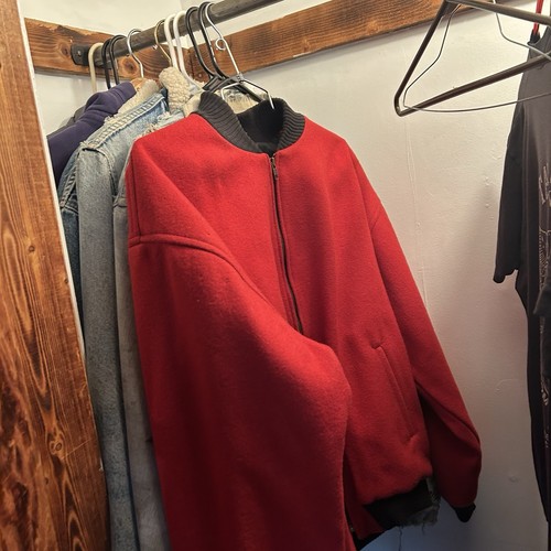 Vintage 80s Wool Jacket Coat Western Ski Town Suede Appliqué Red Unworn Sample - Picture 10 of 17