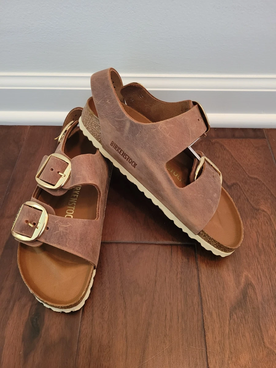 Birkenstock Milano Sandals Tobacco Brown Leather Oiled Mens 9 Womens 11 EU 42 BIRKENSTOCK Milano Aniline Leather Sandals - Compact Design  main image 2