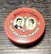 Vintage SWEET GEORGIA BROWN Hair Dressing Pomade Sample Tin - Valmor Products
