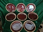 Hull Pottery Over Safe Brown Drip Glaze, Small Plates, Lot of 8