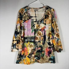 Parsley & Sage Multicolor Abstract Artistic Long Sleeve Top Size XL KK0704
