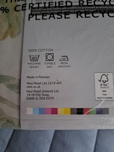 Next Green Digital Tropical Leaf Trim King Size Duvet Cover Set 100% Cotton - Picture 3 of 8