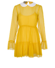 Gucci Chiffon Creponne Dress Womens 6 Yellow Silk