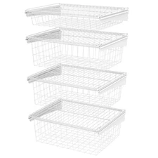27 In. H X 21 In. W White Steel 4-Drawer Wide Mesh Wire Basket