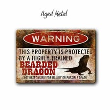 Vintage Funny Bearded Dragon Warning Tin Metal Signs Home D cor 8x12, Reptile,S