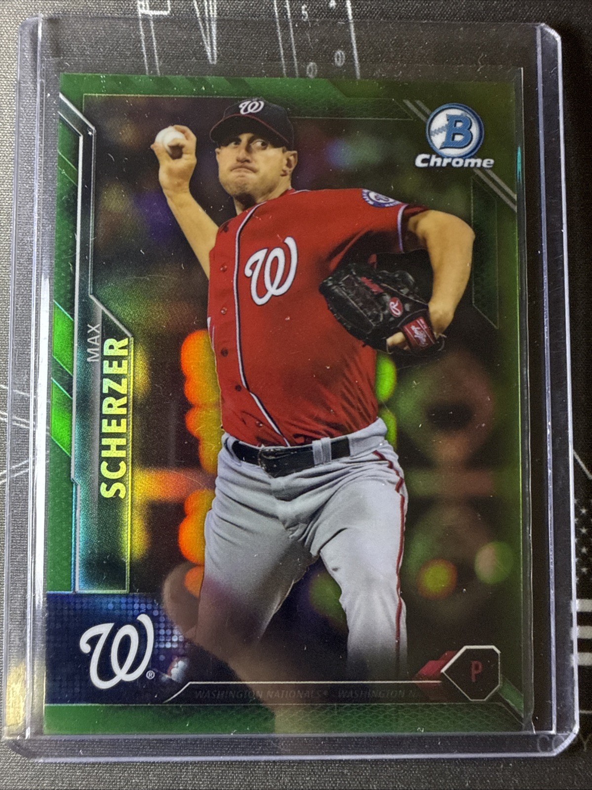 2016 Bowman Chrome Max Scherzer #79 Green Refractor #/99