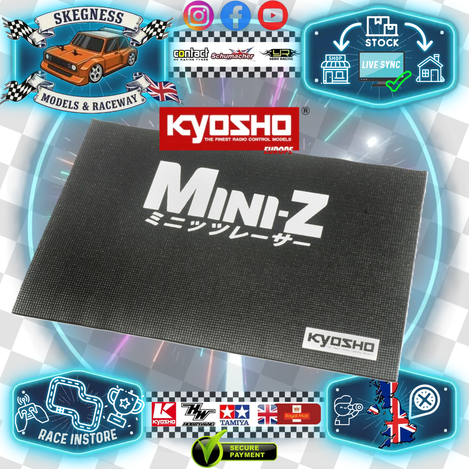 Kyosho - Teamwear / Racewear - Mini-Z (Black) Pit Mat (60x43cm) - K.MZW122BK