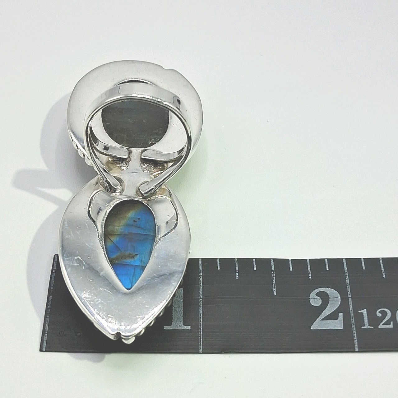 Large Double Labradorite Stone Solid 925 Sterling… - image 15