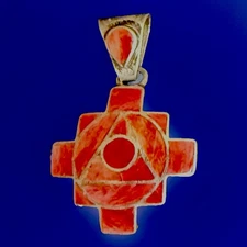 SIGNED Handmade Inca Cross Chakana Pendant Peru 950 Sterling Silver NICE!