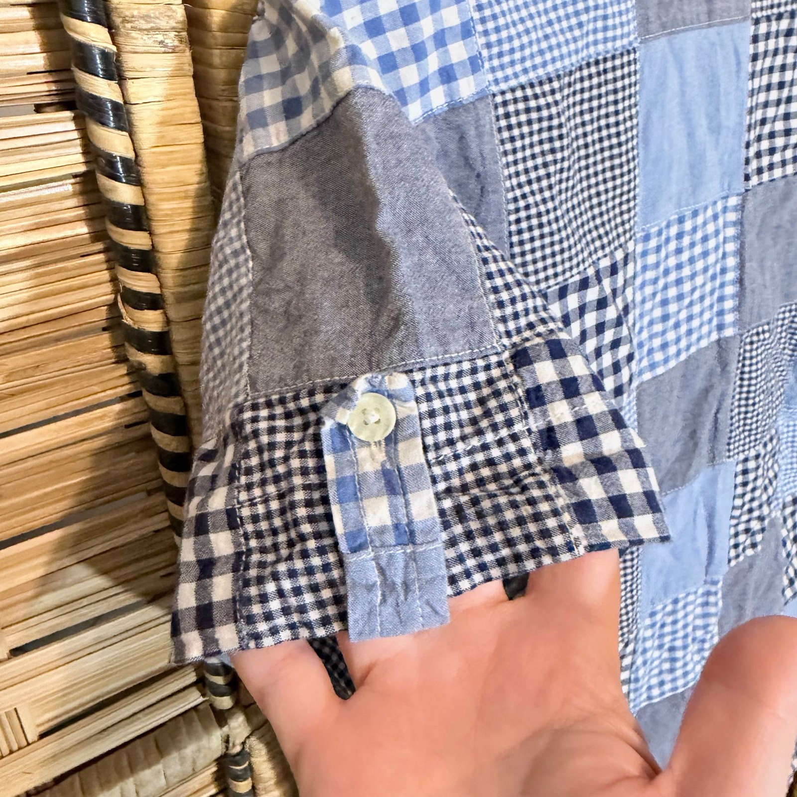 Sag Harbor Patchwork squares Gingham Button Front… - image 5