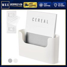 YOHOM Wall File Holder Cream White Adhesive or Screw Mount Magazine Organizer