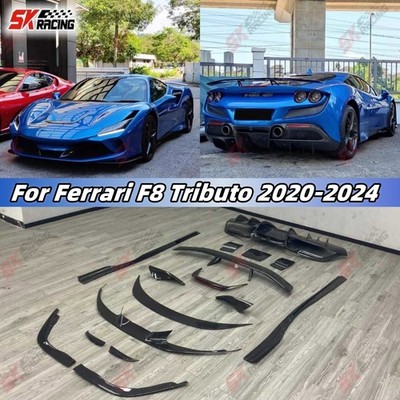Front Rear Lip Spoiler Wing BodyKits For Ferrari F8 Tributo 2020-2024 Dry Carbon