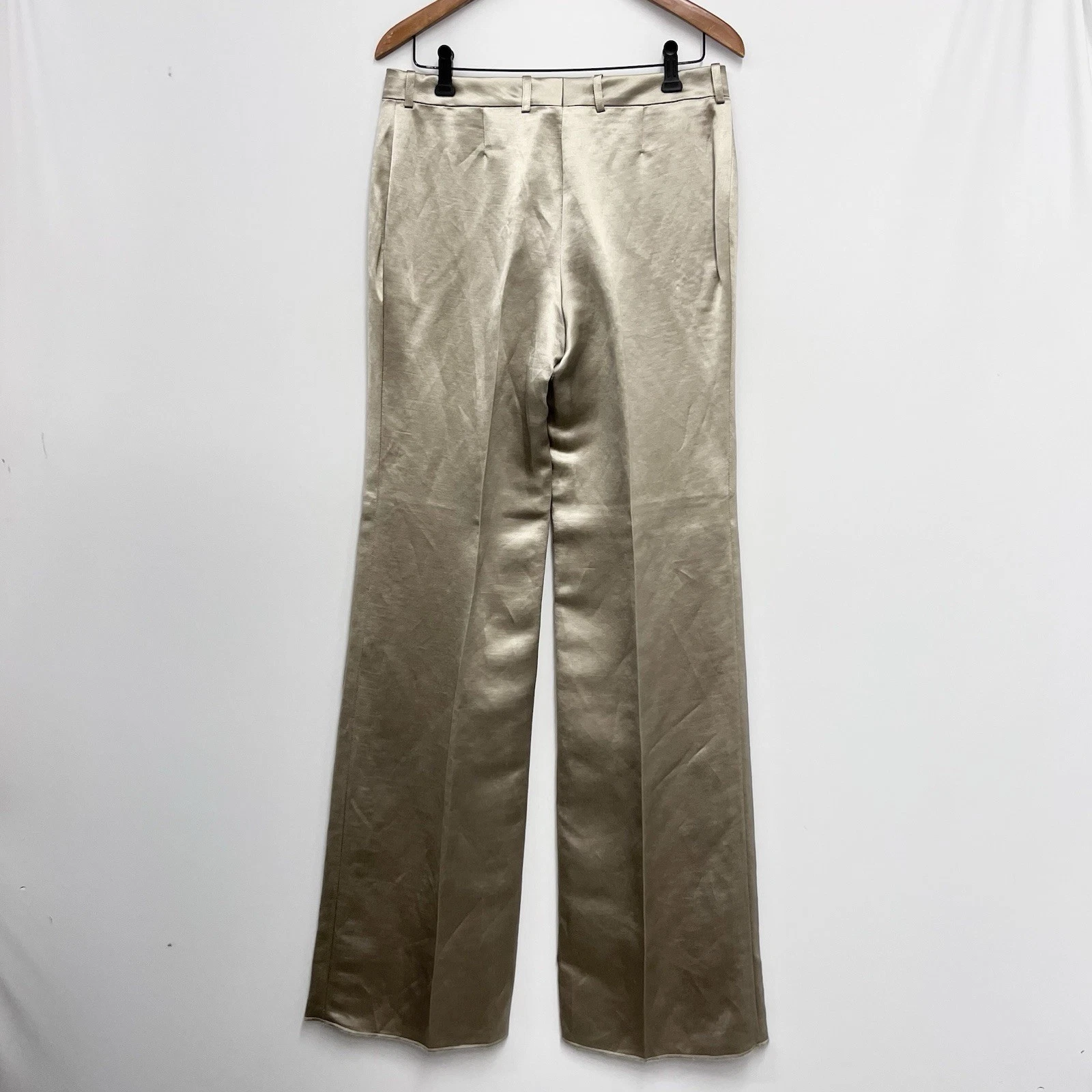Pantalone vestito Celine lino e seta nuovo con etichetta tono champagne taglia 40