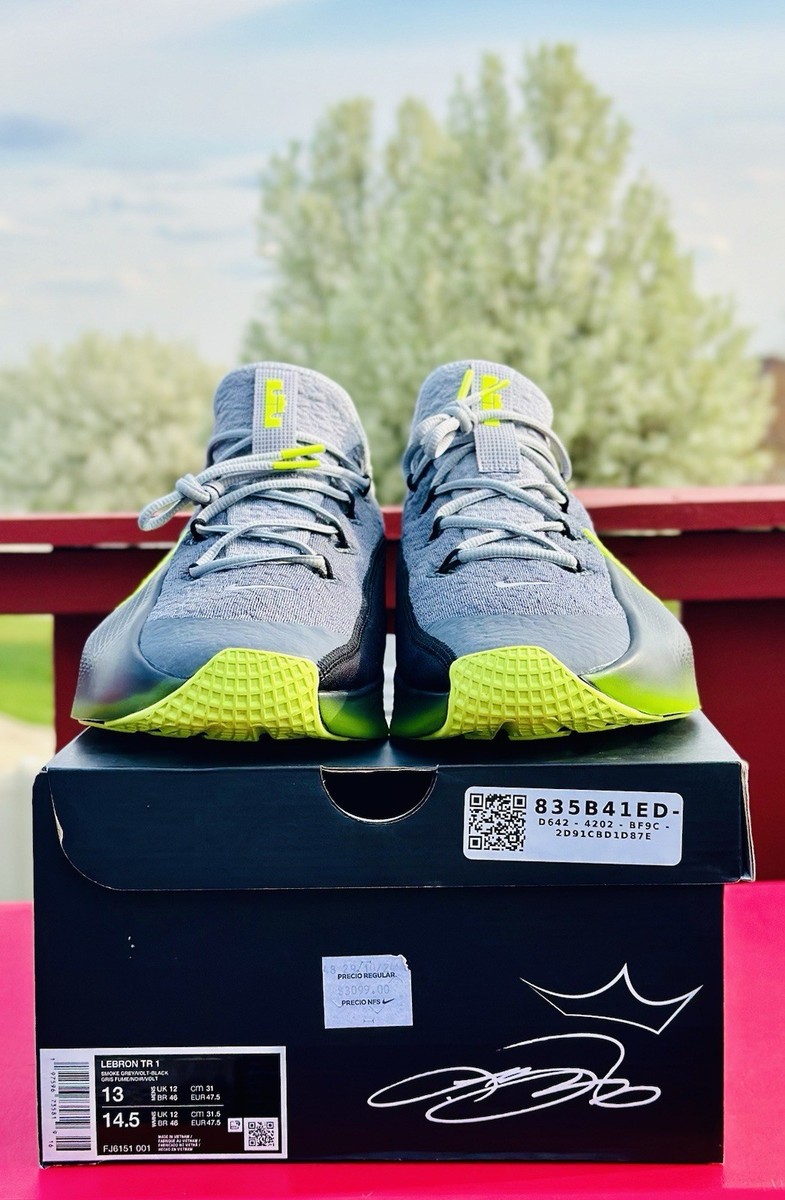 Nike LeBron TR 1 Dunkman Grey Volt Size 13 Air Zoom Max Neon Green