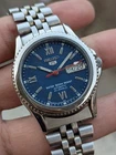 Seiko 5 Automatic 7S36-01R0 Rare Blue Dial Fluted Bezel Vintage Mens Watch Japan