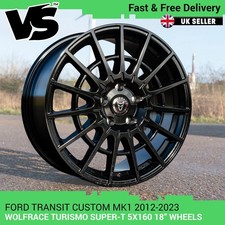 WOLFRACE TURISMO SUPER-T 18" GLOSS BLACK 5X160 WHEELS FORD TRANSIT CUSTOM MK1
