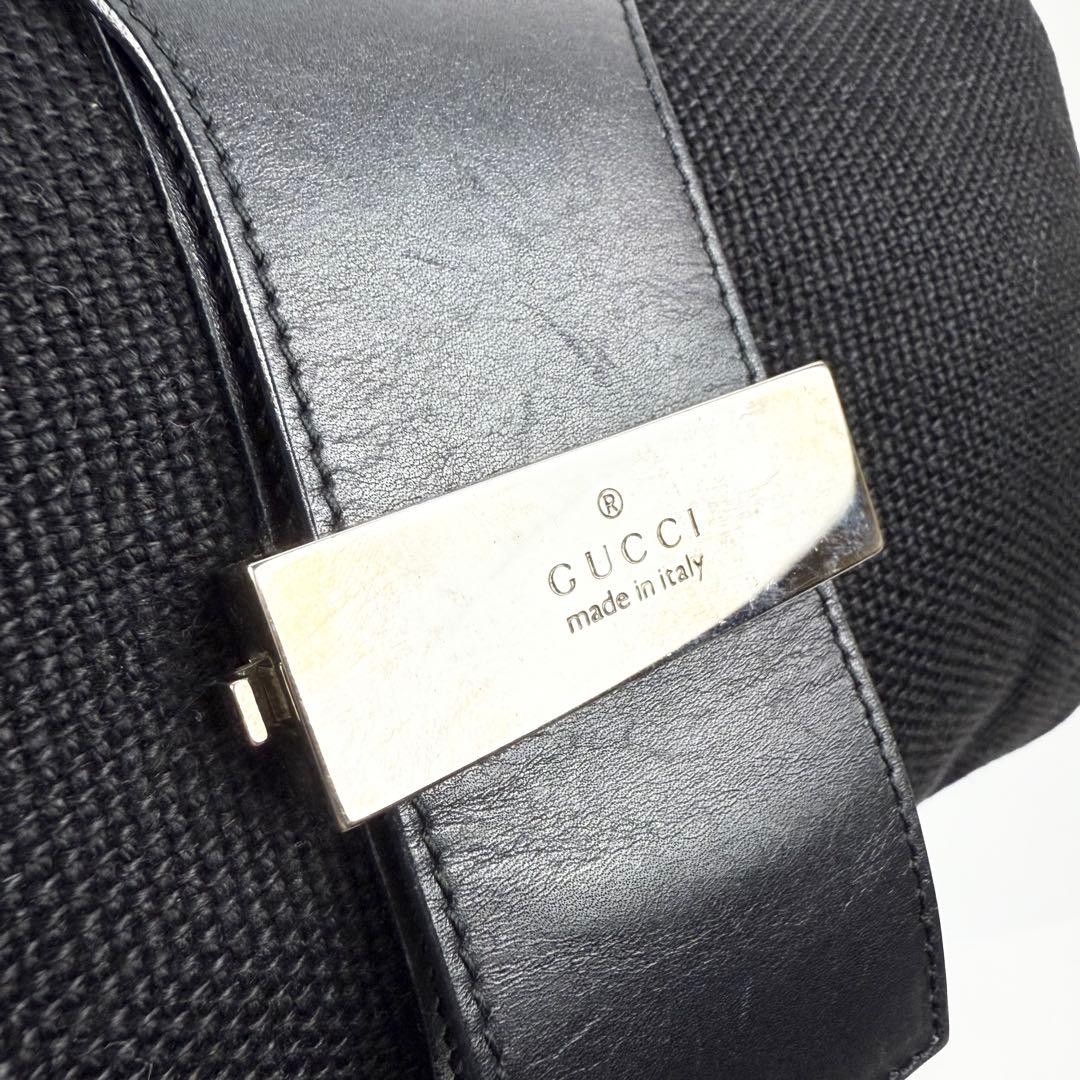 GUCCI Canvas Leather Shoulder Bag Black Authentic thumbnail 8