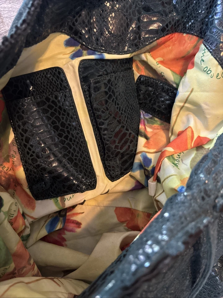 Bolso de Mano Carlos Falchi Fatto a Mano Verde Imitación Piel de Serpiente Shopper Organizador Foto 4 de 4