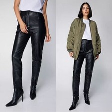 NWT NASTY GAL Vegan Split Front Faux Leather Pants Sz 4