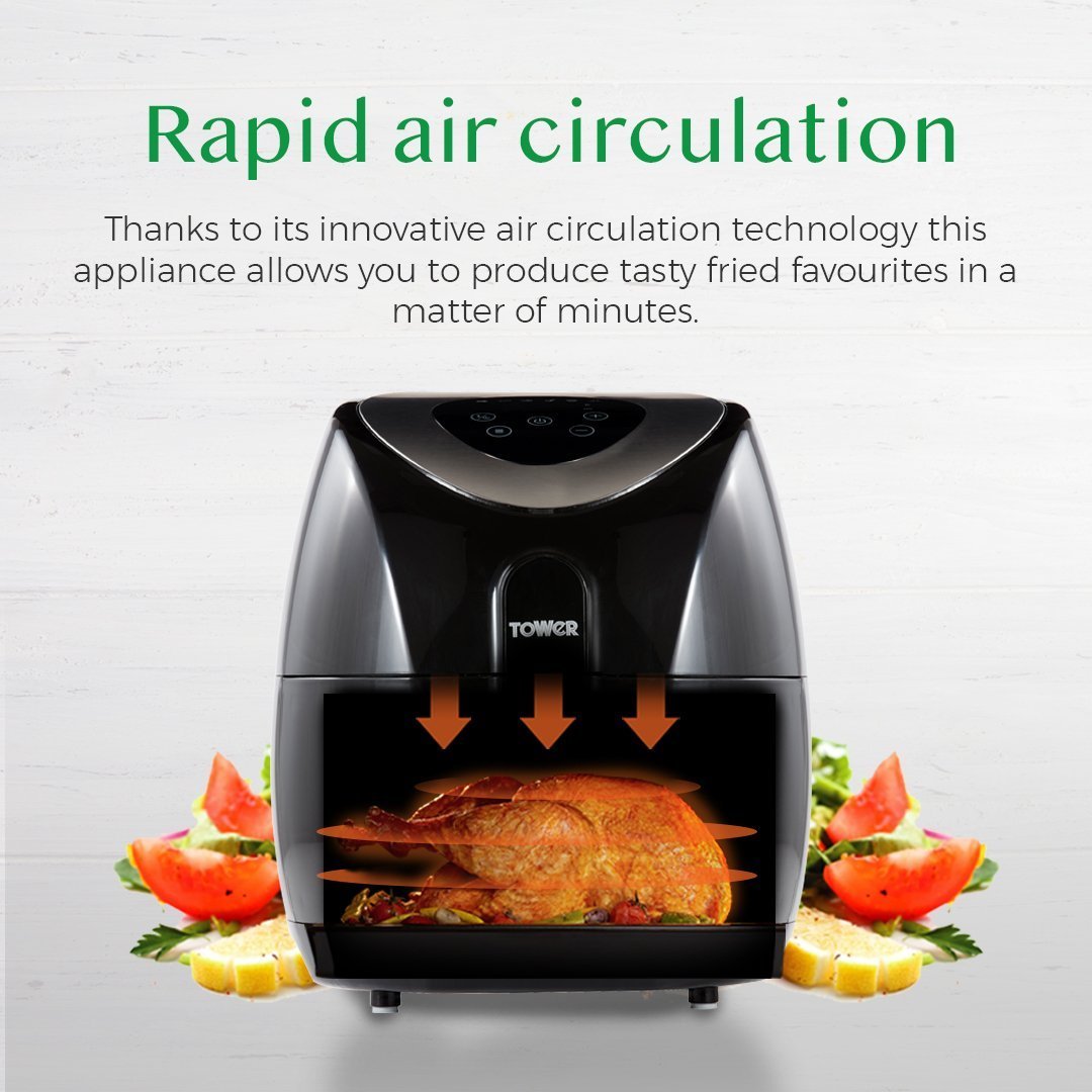 Tower T17024 4.3L Digital Air Fryer Low Oil With LED Display in Black