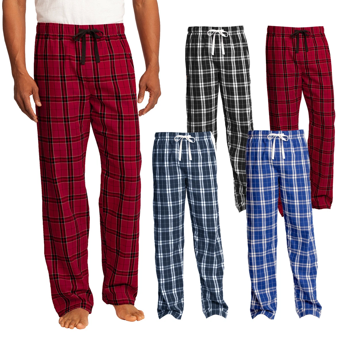 Mens Plus Size Flannel Plaid Checkered Pajamas PJ Sleep Lounge